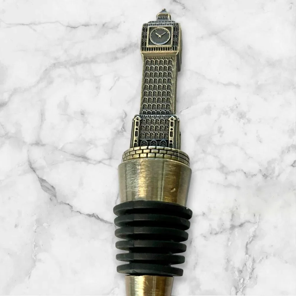 British Charm Wine Stopper - Big Ben Clock Bottle Topper - Quirky Kitchen Decor
